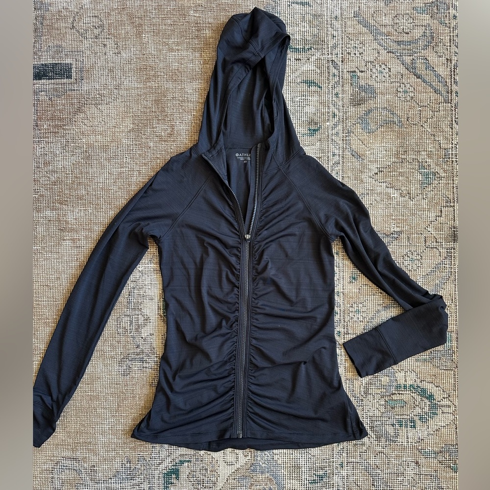 Athleta ruched zip up hoodie, XS